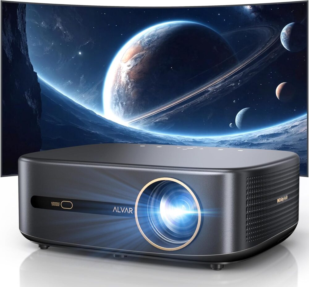 [1000 ANSI & Audio by DBX-TV] Alvar 4K Projector with WiFi 6 and Bluetooth, 30W Speakers, Netflix Certified & DoIby Audio Outdoor Proyector, Auto Focus Native 1080P Smart Projector, Black - Image 2