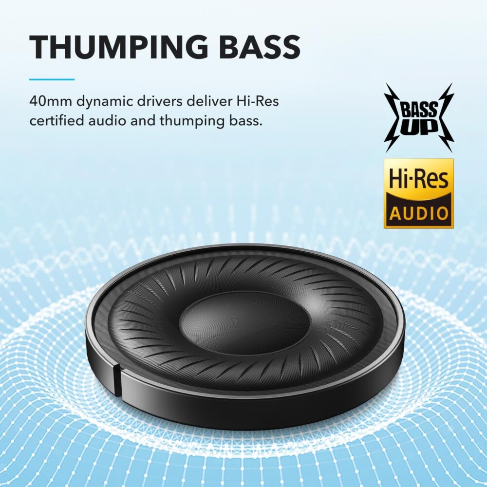 Soundcore by Anker Q20i Hybrid Active Noise Cancelling Headphones, Wireless Over-Ear Bluetooth, 40H Long ANC Playtime, Hi-Res Audio, Big Bass, Customize via an App, Transparency Mode - Image 4