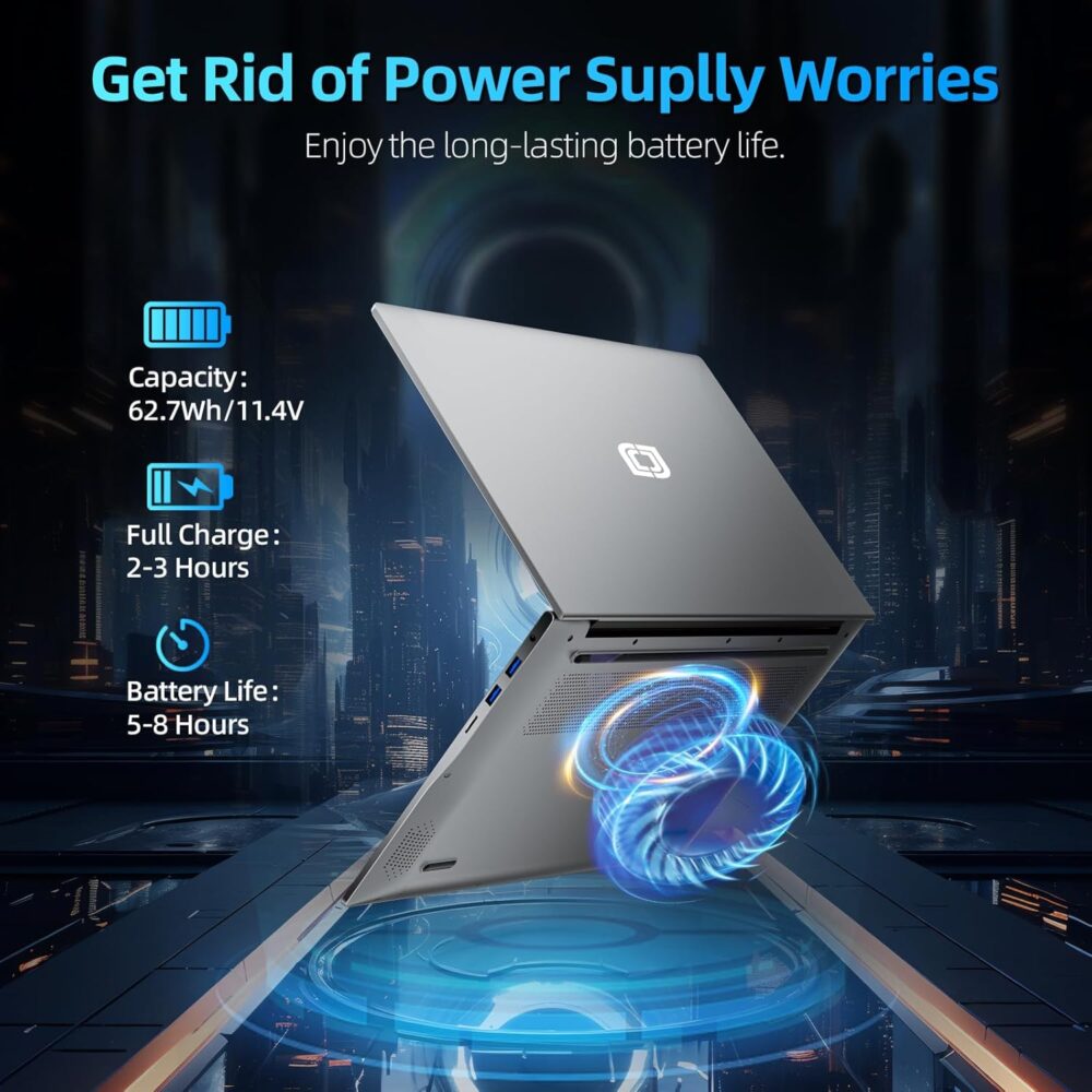 jumper 2025 Laptop, Intel 8-Core Processor(Up to 4.4GHz), 16GB DDR4 512GB NVME SSD, 15.6" FHD IPS Screen, 62.7Wh Battery, WiFi-6, Bluetooth5.1, USB3.2, 4 Stereo Speakers, 2 Memory Slots. - Image 5
