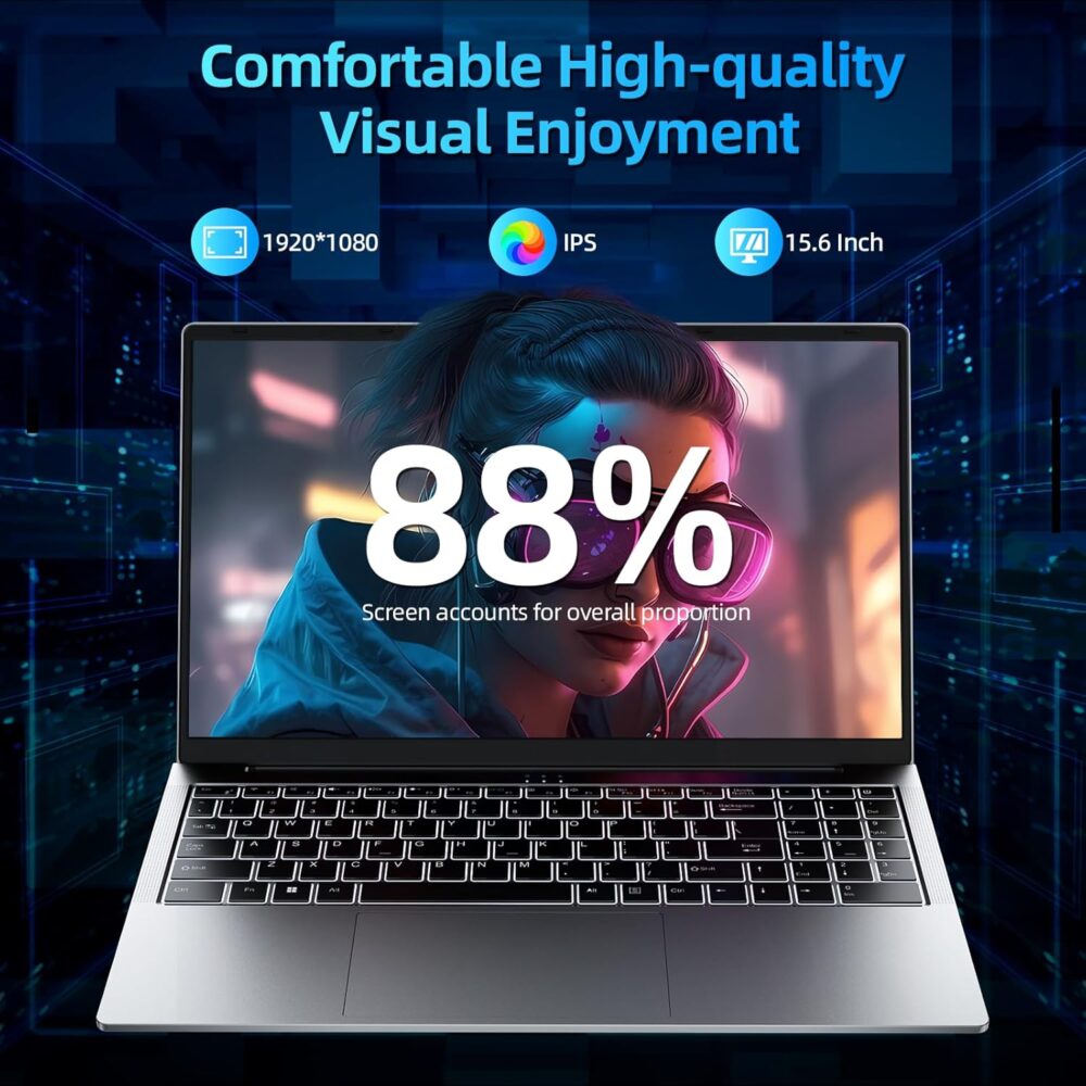 jumper 2025 Laptop, Intel 8-Core Processor(Up to 4.4GHz), 16GB DDR4 512GB NVME SSD, 15.6" FHD IPS Screen, 62.7Wh Battery, WiFi-6, Bluetooth5.1, USB3.2, 4 Stereo Speakers, 2 Memory Slots. - Image 6