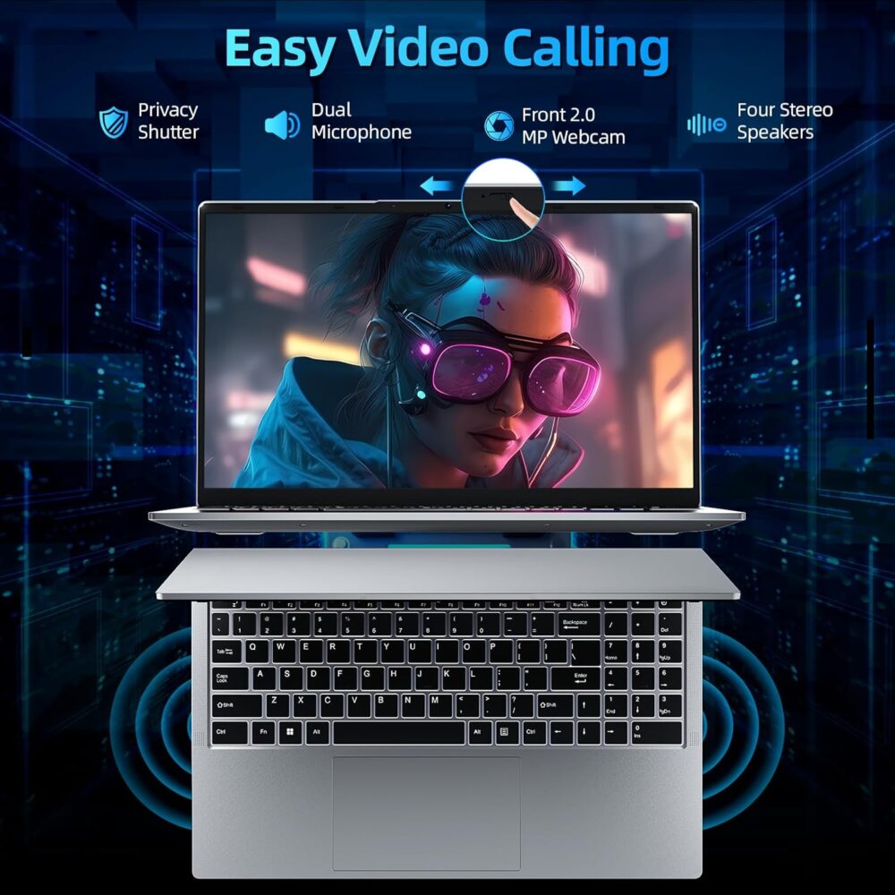 jumper 2025 Laptop, Intel 8-Core Processor(Up to 4.4GHz), 16GB DDR4 512GB NVME SSD, 15.6" FHD IPS Screen, 62.7Wh Battery, WiFi-6, Bluetooth5.1, USB3.2, 4 Stereo Speakers, 2 Memory Slots. - Image 7