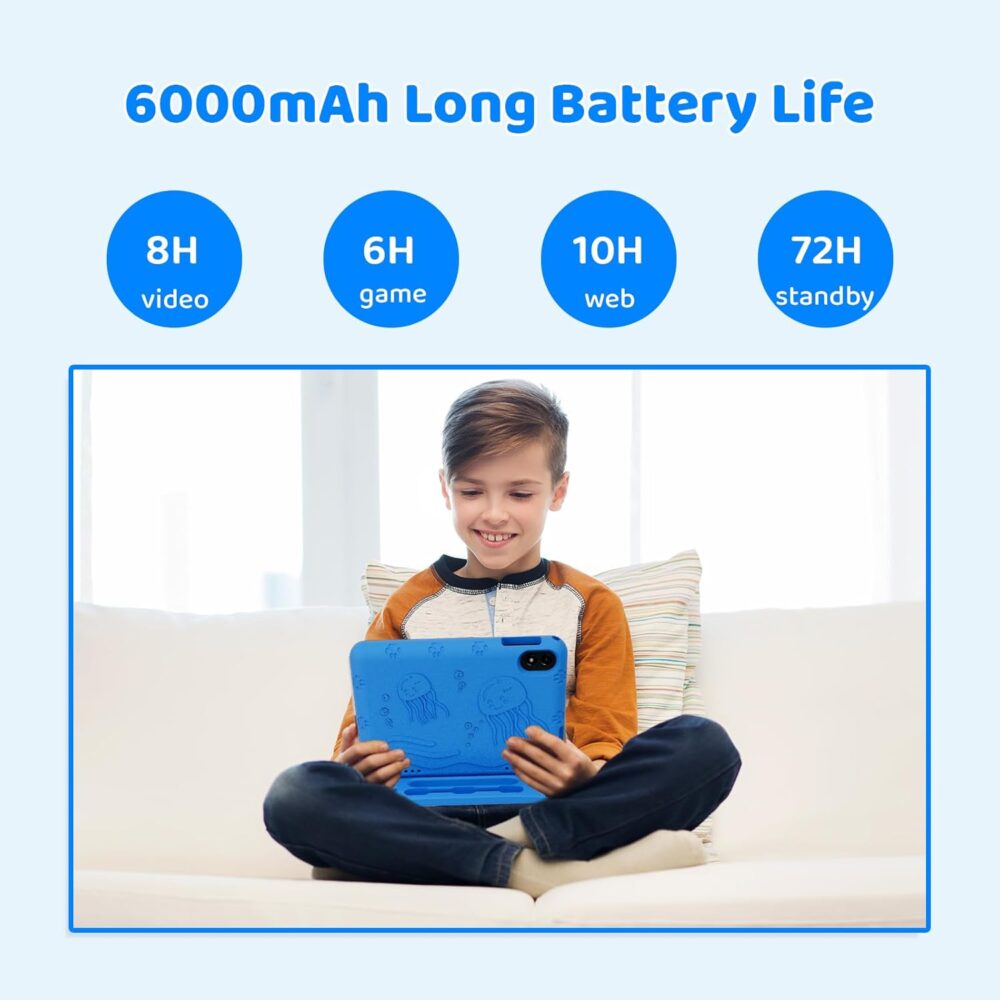 2025 Upgraded Kids Tablet, Octa-core, 10 Inch Android 14 Tablet for Kids with Case, 6000mAh Battery with Kids Space, Parental Control, Dua l WiFi6, Kids App Pre-Installed, Great Gift for Children - Image 5