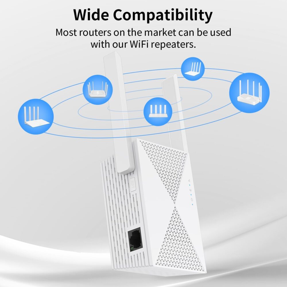 2025 Fastest WiFi Extender Signal Booster - Coverage Up to 9999 sq. ft, Easy Setup, Long Range WiFi Extender, Ethernet Port & Access Point, and Stable Internet Performance with 60+ Devices - Image 7