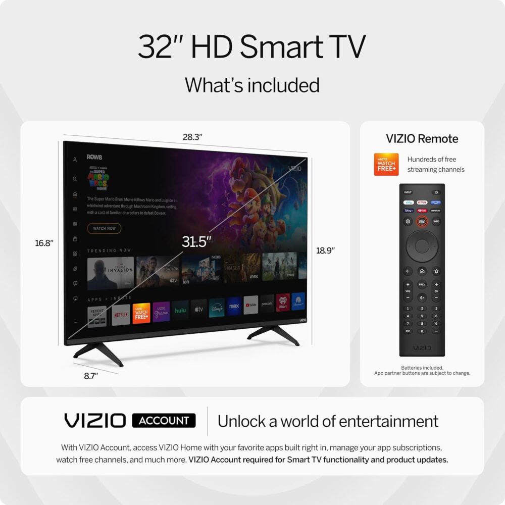 VIZIO 32-inch HD Smart TV 720p LED w/Alexa Compatibility, Google Cast Built-in, Bluetooth Headphone Capable (VHD32M-08, New) - Image 5