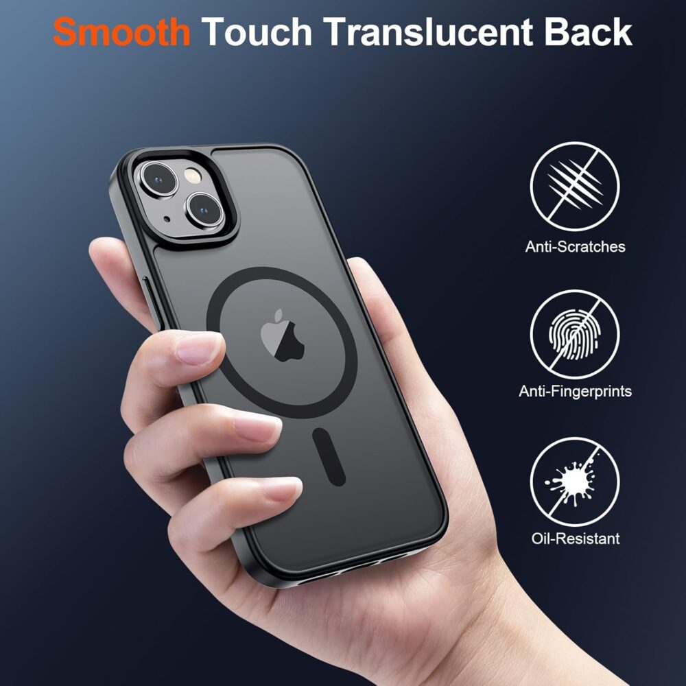 SUPFINE Magnetic for iPhone 15 Case (Compatible with MagSafe) (Military Grade Drop Protection) Slim Translucent Matte Shockproof with Anti-Fingerprint Phone Case, Black - Image 7