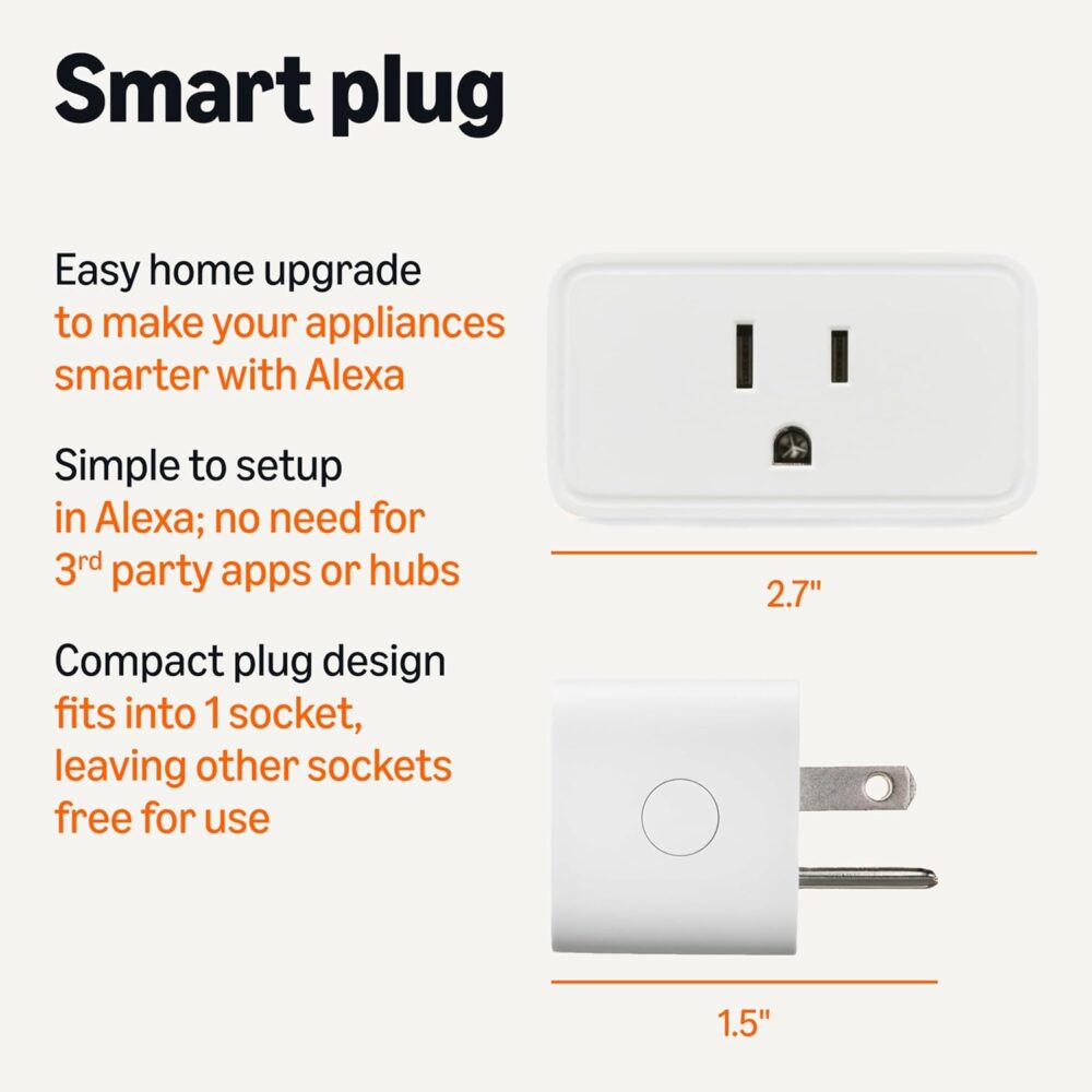 Amazon Basics Smart Plug, Works with Alexa Only, 2.4 GHz Wi-Fi, No Hub Required, 4 Pack, White - Image 3