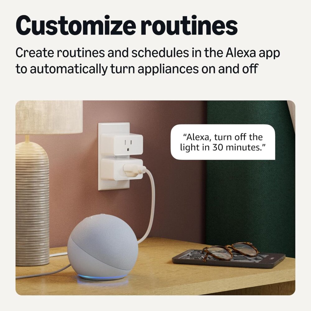 Amazon Basics Smart Plug, Works with Alexa Only, 2.4 GHz Wi-Fi, No Hub Required, 4 Pack, White - Image 5