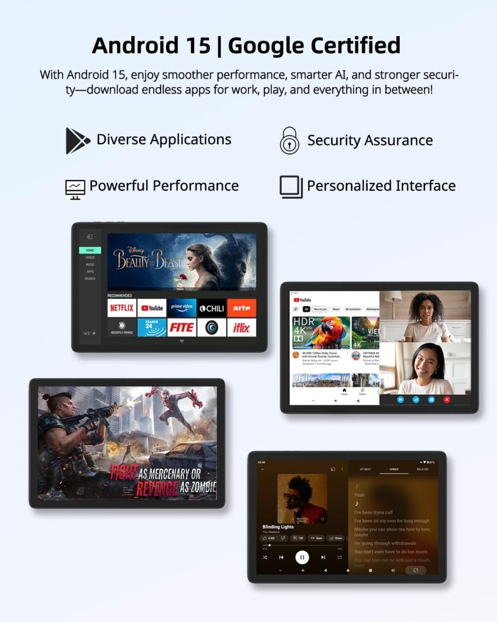 plimpton 2025 AI-Powered 10 Inch Android 15 Tablet – 24(8+16) GB RAM+128GB ROM, Octa-Core CPU, Intelligent HD Display, Gesture Control, Eye Protection, Upgraded 7500mAh Battery, PlimPad P2 - Image 3