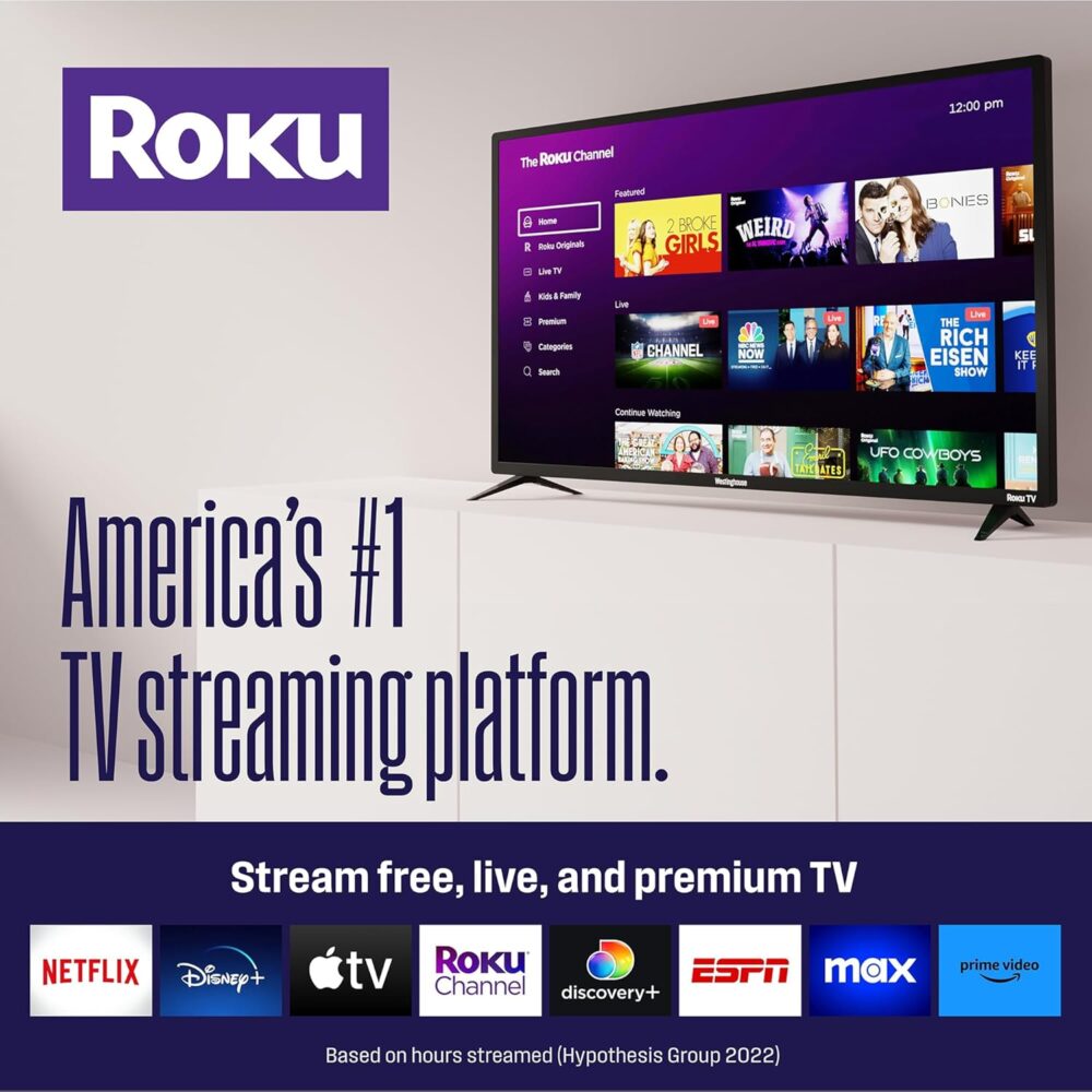 Westinghouse Roku TV - 24 Inch Smart Television, 720P LED HD with Wi-Fi Connectivity and Mobile App, Flat Screen Compatible with Apple Home Kit, Alexa and Google Assistant - Image 3
