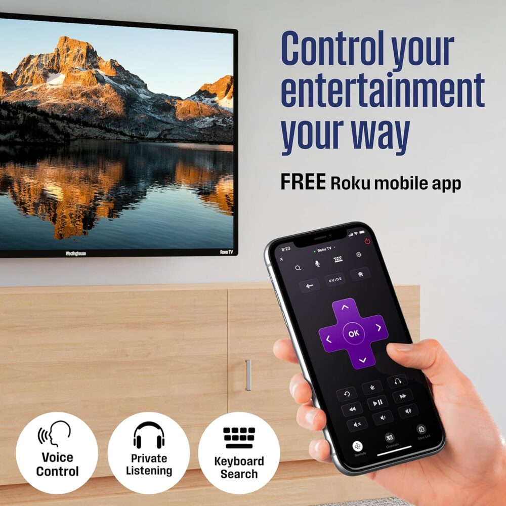 Westinghouse Roku TV - 24 Inch Smart Television, 720P LED HD with Wi-Fi Connectivity and Mobile App, Flat Screen Compatible with Apple Home Kit, Alexa and Google Assistant - Image 4