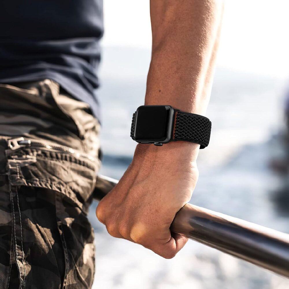 Lerobo Nylon Stretchy Solo Loop Watch Band, Compatible with Apple Watch Series 1-10, SE, Ultra 38/40/41/42/44/45mm/46mm/49mm, Adjustable Replacement Strap for Women Men - Image 7