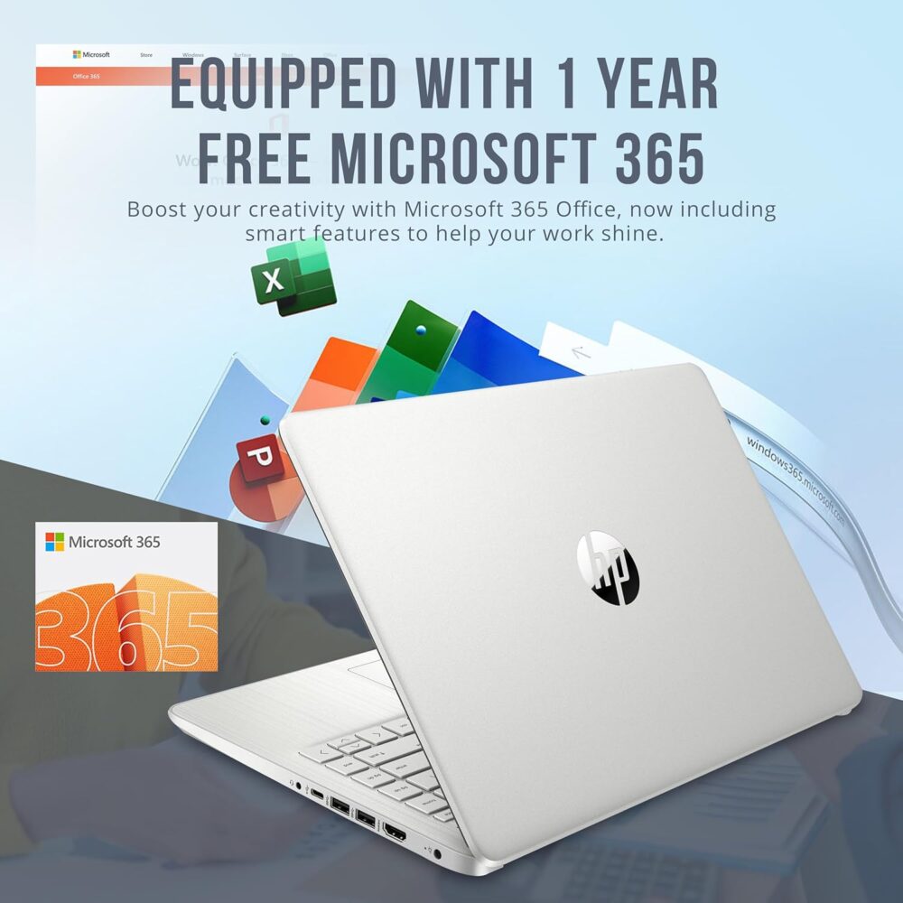 HP Stream 14" HD BrightView Laptop, Intel Celeron N4120, 16GB RAM, 288GB Storage (128GB eMMC + 160GB Docking Station Set), Intel UHD Graphics, 720p Webcam, Wi-Fi, 1 Year Office 365, Win 11 S, Silver - Image 6