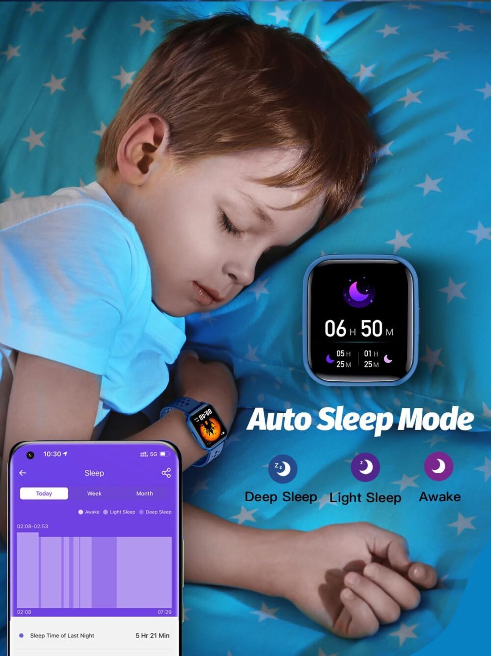 Kids Smart Watch, Smart Watch for Kids 4-16 Years Old with Sleep Mode, 19 Sports Mode, Pedometer, Birthday Gift for Boys Girls, Blue - Image 6