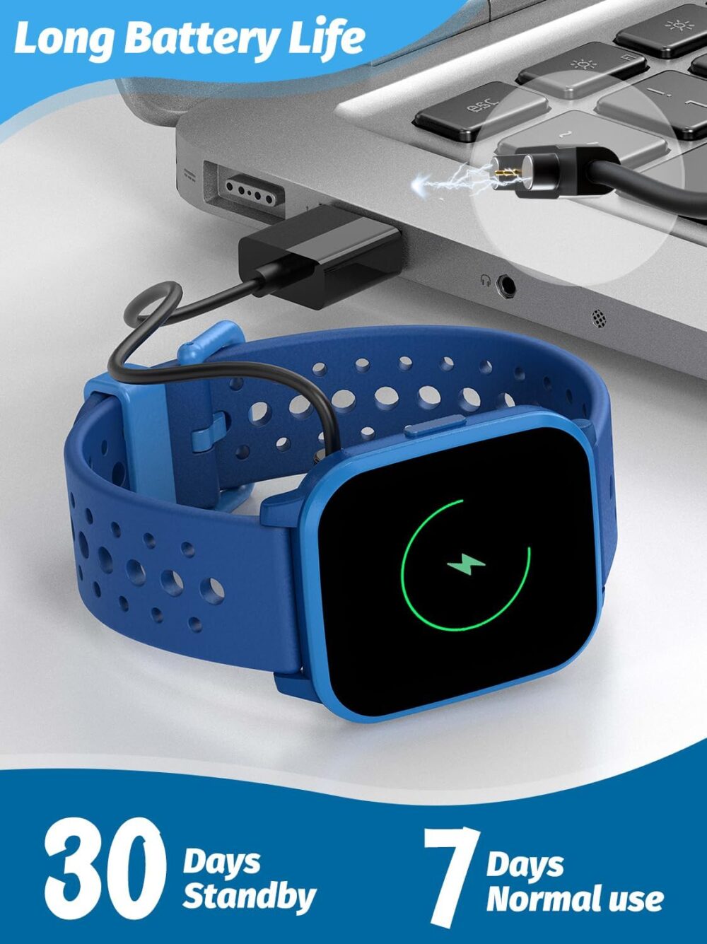 Kids Smart Watch, Smart Watch for Kids 4-16 Years Old with Sleep Mode, 19 Sports Mode, Pedometer, Birthday Gift for Boys Girls, Blue - Image 7