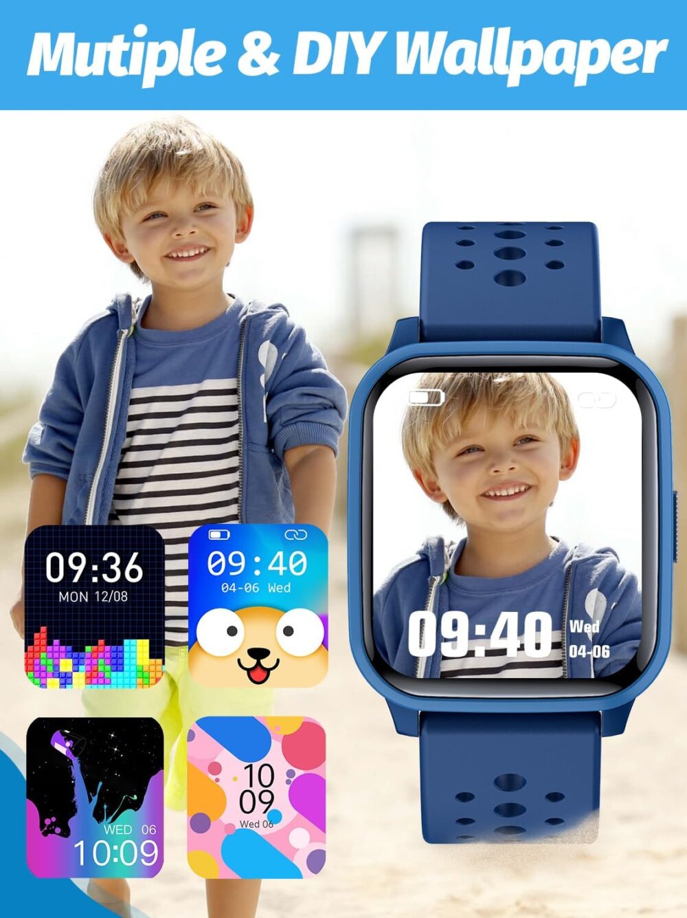 Kids Smart Watch, Smart Watch for Kids 4-16 Years Old with Sleep Mode, 19 Sports Mode, Pedometer, Birthday Gift for Boys Girls, Blue - Image 8