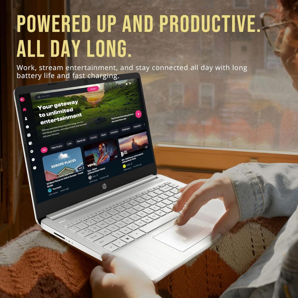 HP Stream 14" HD BrightView Laptop, Intel Celeron N4120, 16GB RAM, 288GB Storage (128GB eMMC + 160GB Docking Station Set), Intel UHD Graphics, 720p Webcam, Wi-Fi, 1 Year Office 365, Win 11 S, Silver - Image 8
