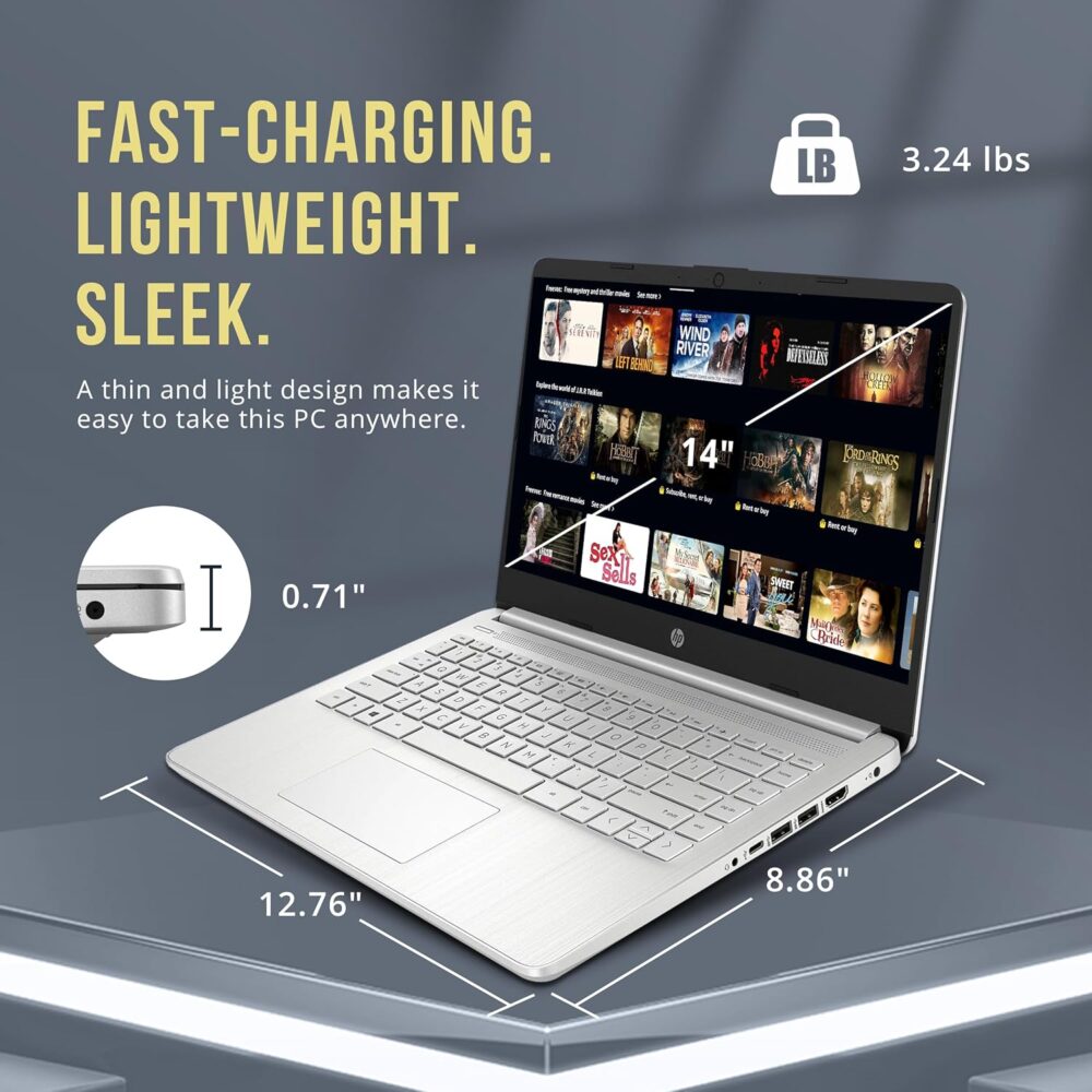 HP Stream 14" HD BrightView Laptop, Intel Celeron N4120, 16GB RAM, 288GB Storage (128GB eMMC + 160GB Docking Station Set), Intel UHD Graphics, 720p Webcam, Wi-Fi, 1 Year Office 365, Win 11 S, Silver - Image 9
