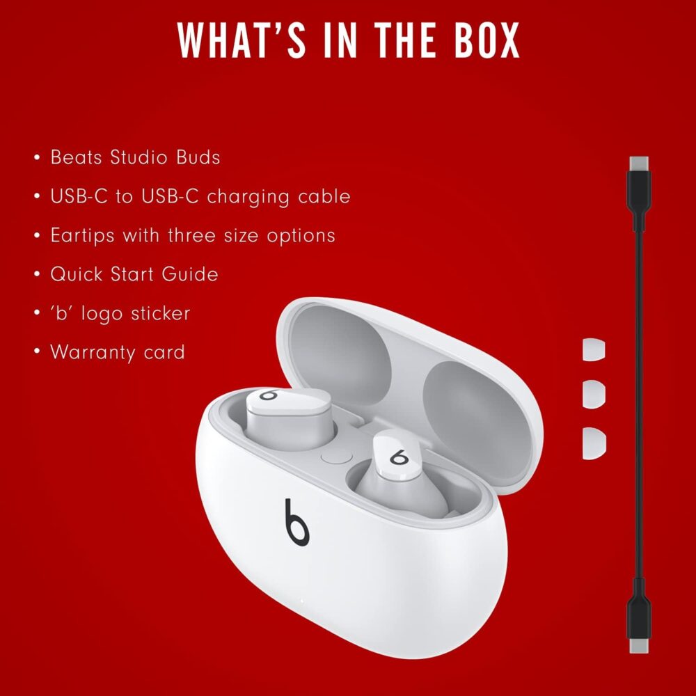 Beats Studio Buds - True Wireless Noise Cancelling Earbuds - Compatible with Apple & Android, Built-in Microphone, IPX4 Rating, Sweat Resistant Earphones, Class 1 Bluetooth Headphones - White - Image 7