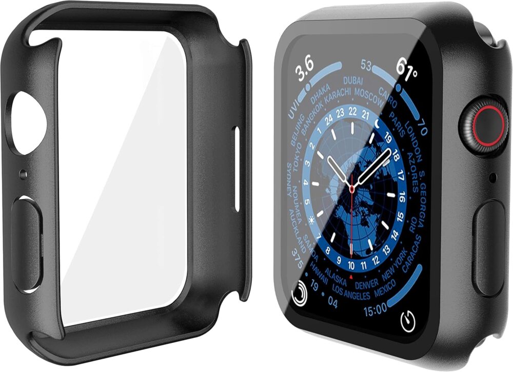 Misxi 2 Pack Hard PC Case with Tempered Glass Screen Protector Compatible with Apple Watch Series 9 (2023) Series 8 Series 7 45mm, Ultra-Thin Scratch Resistant Cover for iWatch S9/S8/S7, Black - Image 7