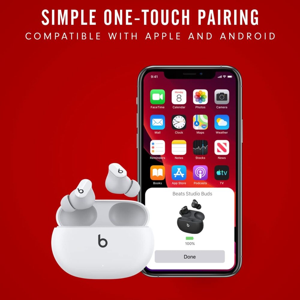 Beats Studio Buds - True Wireless Noise Cancelling Earbuds - Compatible with Apple & Android, Built-in Microphone, IPX4 Rating, Sweat Resistant Earphones, Class 1 Bluetooth Headphones - White - Image 10