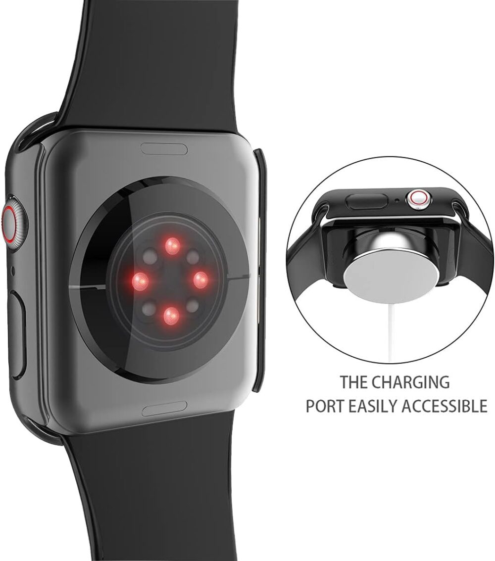 Misxi 2 Pack Hard PC Case with Tempered Glass Screen Protector Compatible with Apple Watch Series 9 (2023) Series 8 Series 7 45mm, Ultra-Thin Scratch Resistant Cover for iWatch S9/S8/S7, Black - Image 9