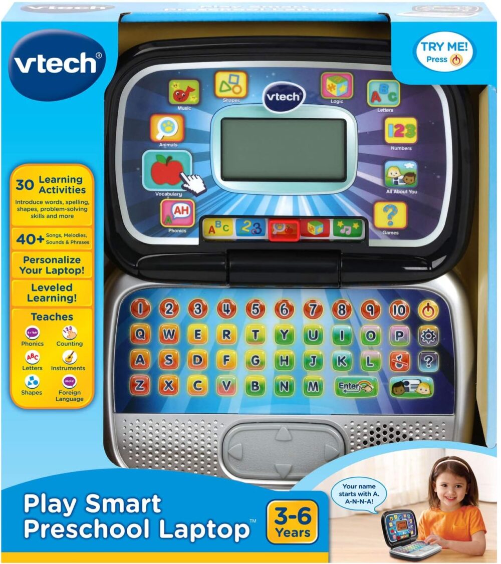 VTech Play Smart Preschool Laptop, Black - Image 8