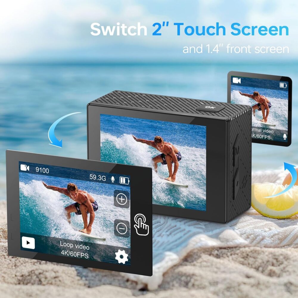 Speed 20 Action Camera 4K 60FPS Underwater Camera, Waterproof Camera Underwater 131FT, with Stabilization Wireless Remote, 5X Zoom, 170° Wide Angle - Image 4