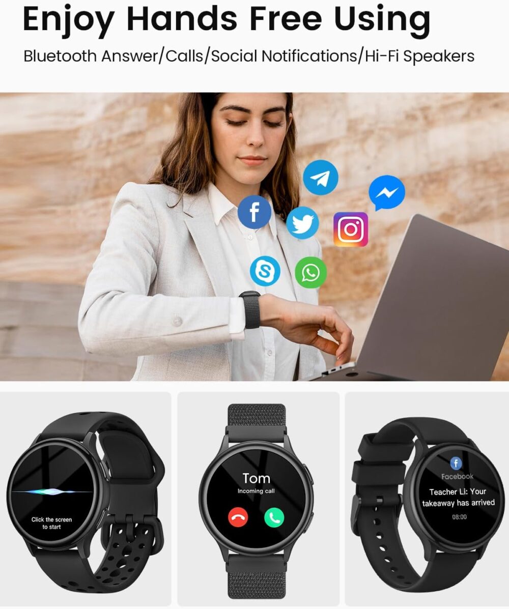 2025 Smart Watches for Women [Call/Answer] Android Phones & iPhone Compatible, Fitness Tracker Watches for Women Activity Trackers and SmartWatch Fitness Watch Heart Rate/Sleep/Sp02, 3 Watch Bands - Image 4
