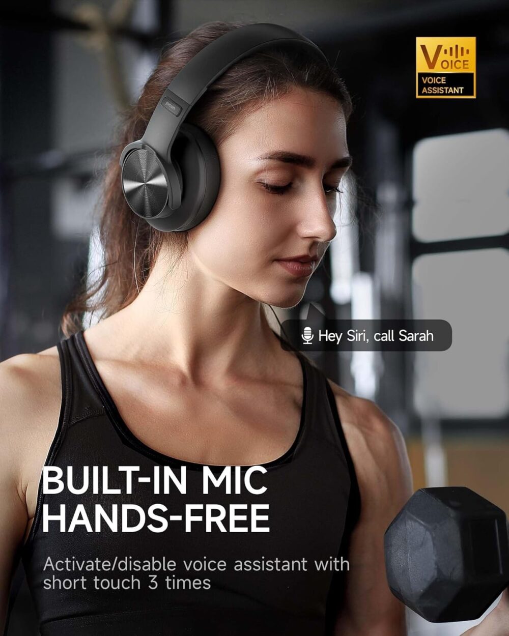 Picun B8 Bluetooth Headphones, 120H Playtime Headphones Wireless Bluetooth with 3 EQ Modes, Low Latency, Hands-Free Calls, Over Ear Headphones for Travel Home Office Cellphone PC Black - Image 5