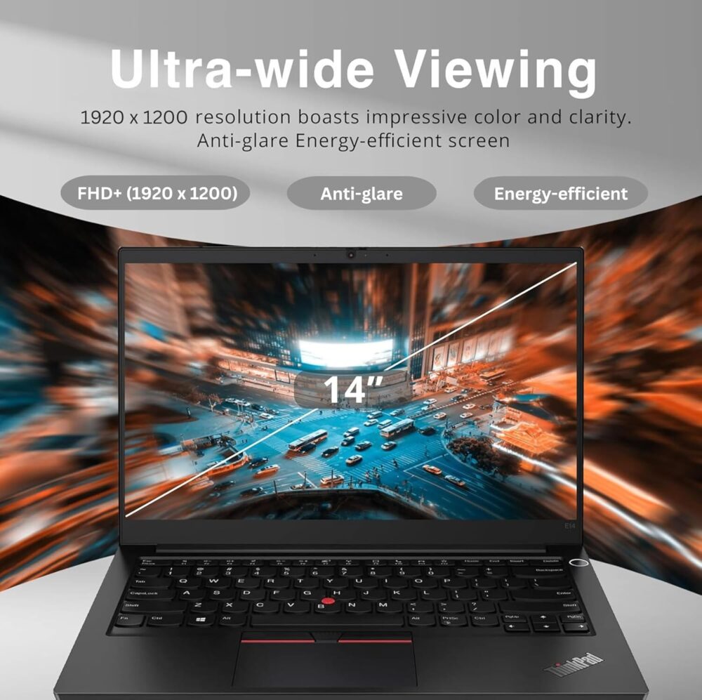 Lenovo ThinkPad E14 Gen 5 Business Laptop, 14" FHD+ Display, AMD Ryzen 7 7730U (Beat i7-1255U), 16GB RAM, 512GB SSD, FP Reader, Backlit Keyboard, HDMI, RJ45, Wi-Fi 6, Windows 11 Pro, Black - Image 5