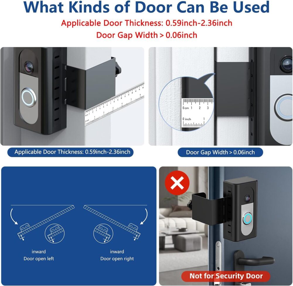 KIMILAR Anti-Theft Video Doorbell Mount Compatible with Ring/Blink Wireless Video Doorbell, Adjustable Mounting Bracket Accessories for Houses, Apartments, Businesses, Not for Security Door - Image 4