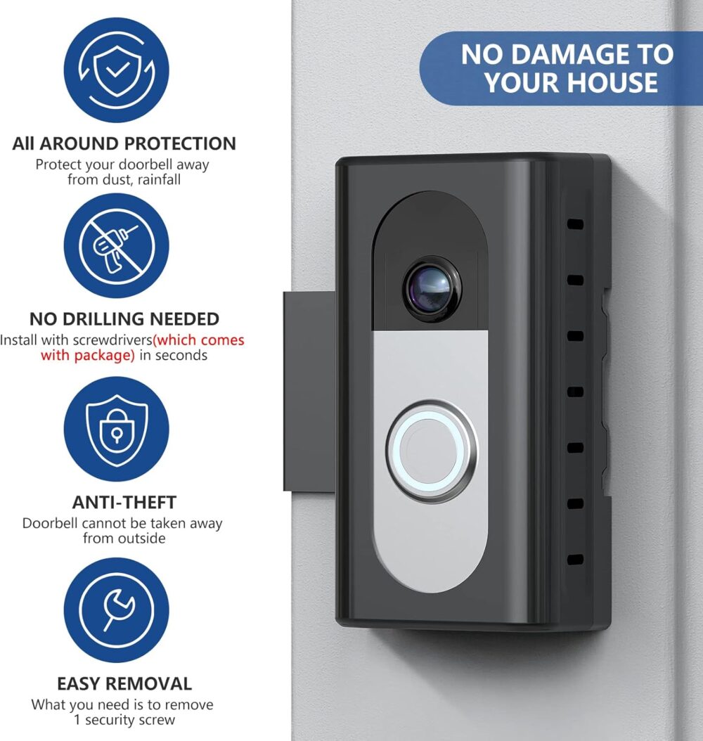 KIMILAR Anti-Theft Video Doorbell Mount Compatible with Ring/Blink Wireless Video Doorbell, Adjustable Mounting Bracket Accessories for Houses, Apartments, Businesses, Not for Security Door - Image 5