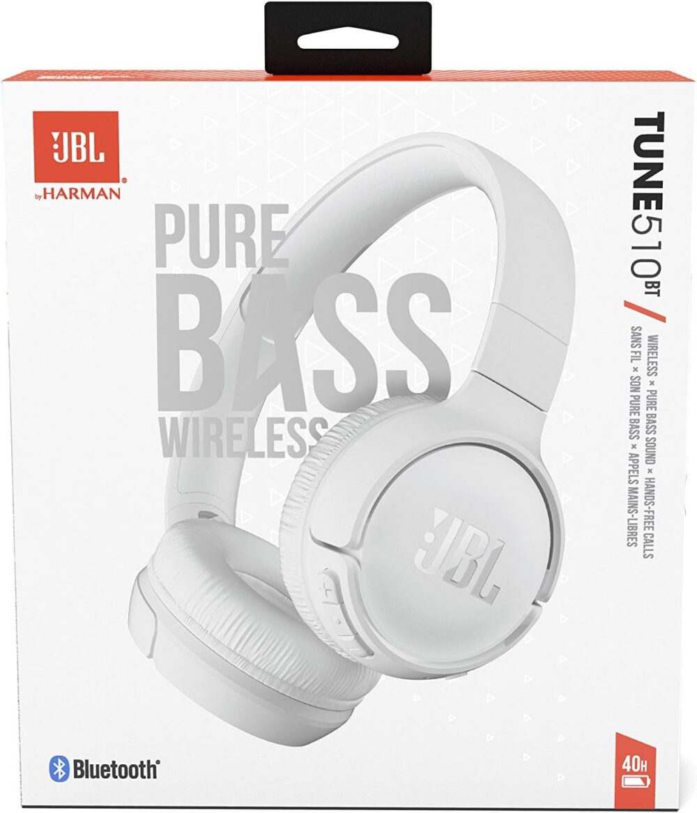 JBL Tune 510BT - Bluetooth headphones with up to 40 hours battery, microphone for call, foldable and comfortable, Android and iOs compatible (White) - Image 9