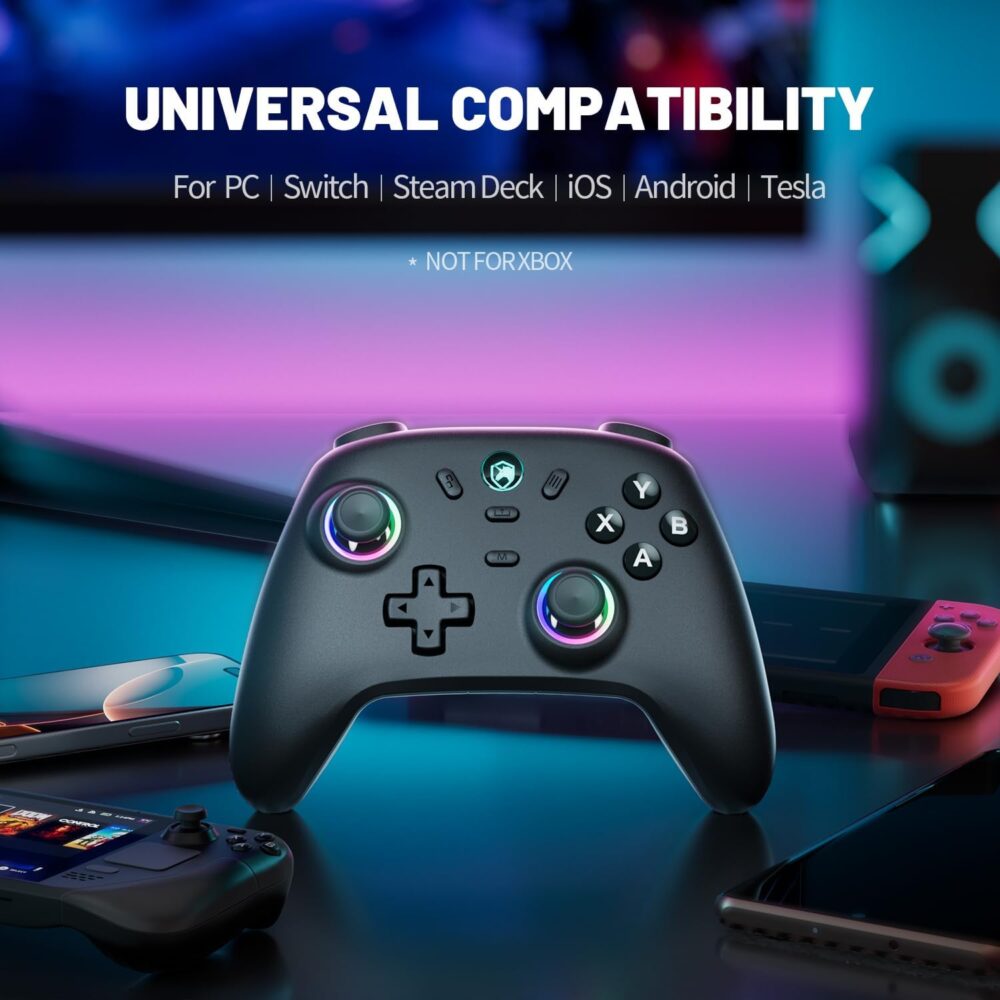 ECHTPower Wireless PC Gaming Controller - Hall Effect Joystick, 2.4G & Wired 1000Hz Polling Rate, 800mAh Battery, Adjustable Turbo/Vibration - for PC/Switch/iOS/Android - Image 4