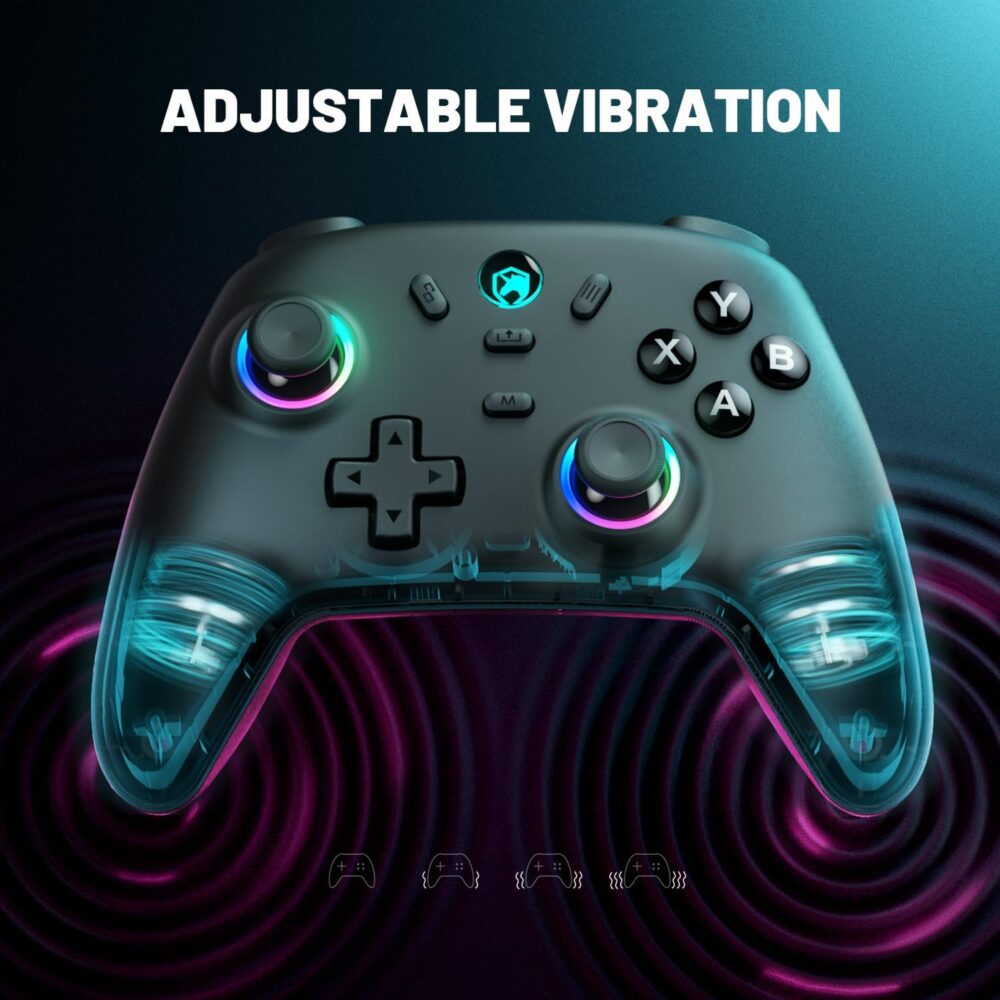 ECHTPower Wireless PC Gaming Controller - Hall Effect Joystick, 2.4G & Wired 1000Hz Polling Rate, 800mAh Battery, Adjustable Turbo/Vibration - for PC/Switch/iOS/Android - Image 7