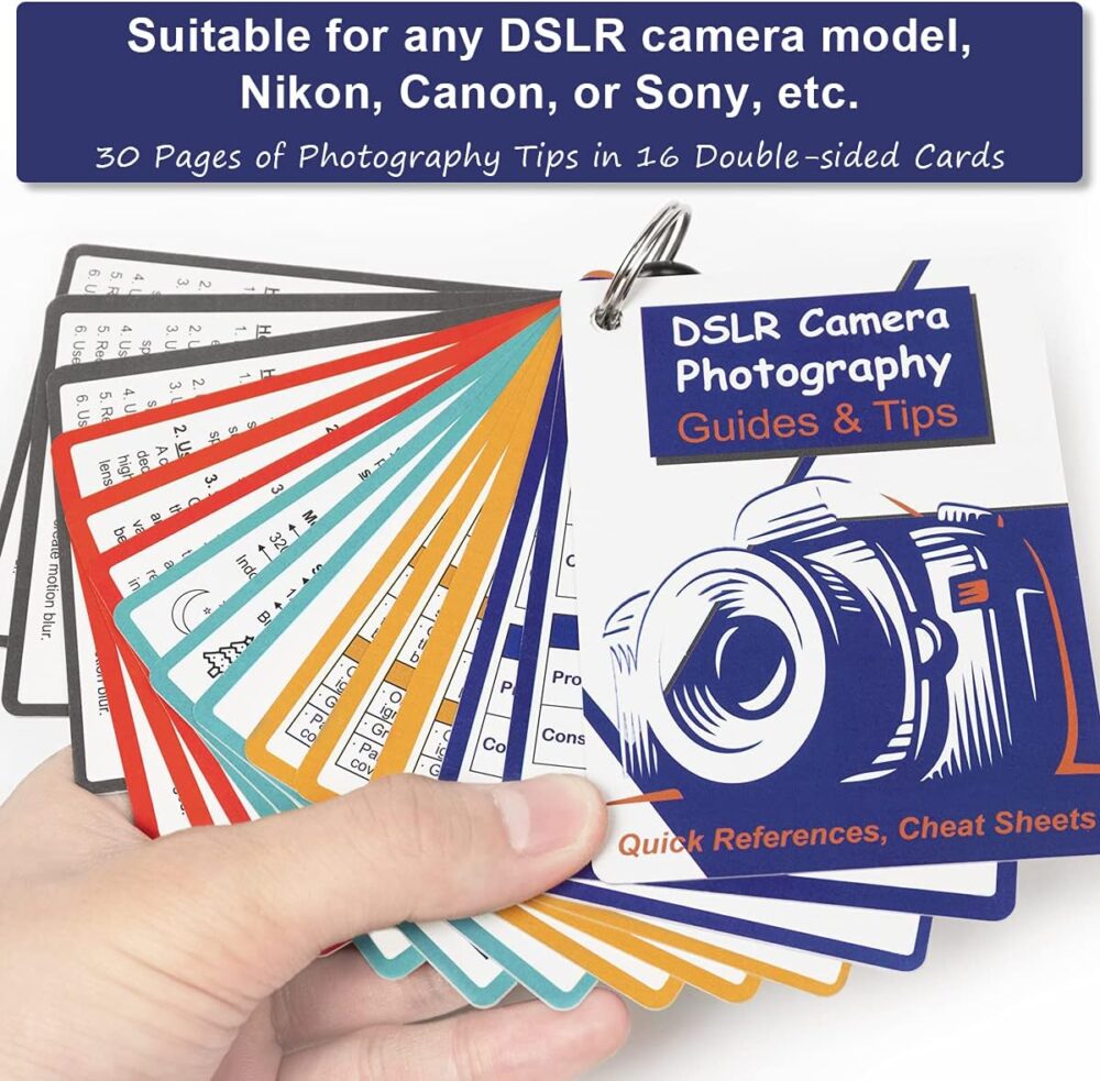 DSLR Cheat Sheet for Canon Nikon Sony Camera Accessories Photography Gifts Photographer, Quick Reference Cards Photography Guides & Tips: Settings, Exposure, Modes, Composition, Lighting Etc 4×3 Inch - Image 3