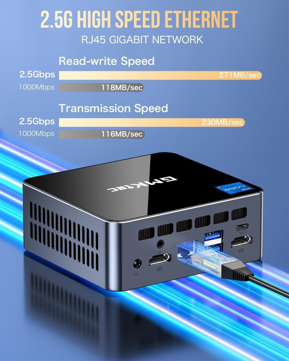 GMKtec Mini PC Intel Core i7-1195G7 (Turbo 5.0 GHz) 32GB DDR4 1TB SSD Desktop Mini Computers WiFi 6, BT 5.2/ DP, HDMI/RJ45 2.5G/USB4.0 - Image 7