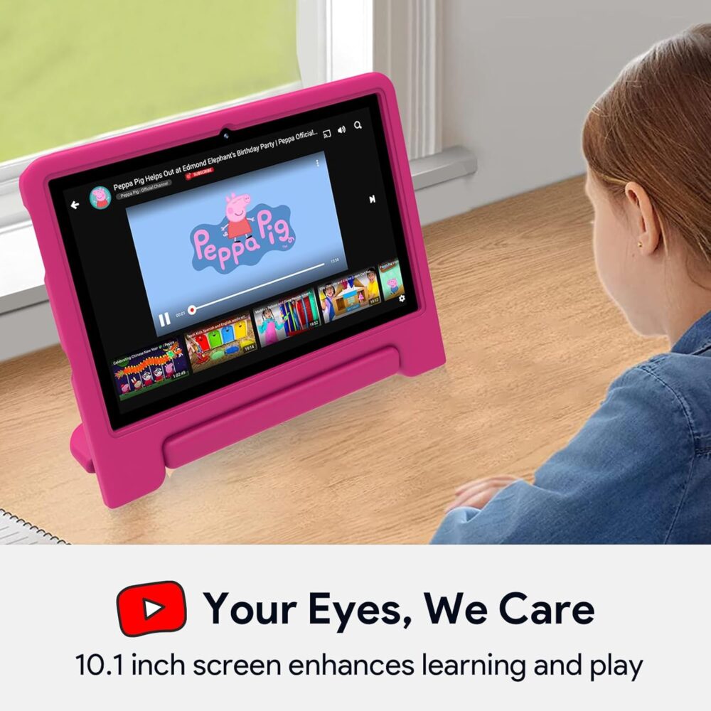 Kids Tablet 10 inch, Tablets for Kids with Shockproof Case, 32GB Storage(TF Expand 512GB), Google Kids Space, Parental Control, Kids Safe Contents, 5G WiFi, Dual Cameras, BT 5.0 - Pink - Image 5