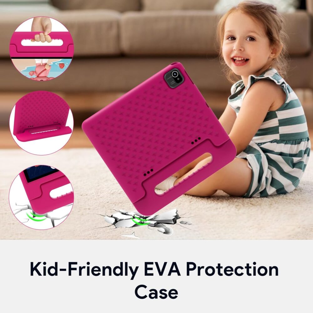 Kids Tablet 10 inch, Tablets for Kids with Shockproof Case, 32GB Storage(TF Expand 512GB), Google Kids Space, Parental Control, Kids Safe Contents, 5G WiFi, Dual Cameras, BT 5.0 - Pink - Image 7