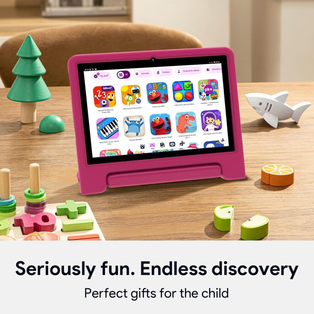 Kids Tablet 10 inch, Tablets for Kids with Shockproof Case, 32GB Storage(TF Expand 512GB), Google Kids Space, Parental Control, Kids Safe Contents, 5G WiFi, Dual Cameras, BT 5.0 - Pink - Image 8