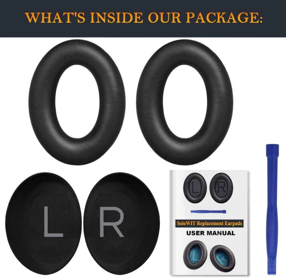 SOULWIT Earpads Replacement for Bose QuietComfort 45 (QC45)/QuietComfort SE (QC SE)/New Quiet Comfort Wireless Over-Ear Headphones, Ear Pads Cushions with Softer Protein Leather - Black - Image 9