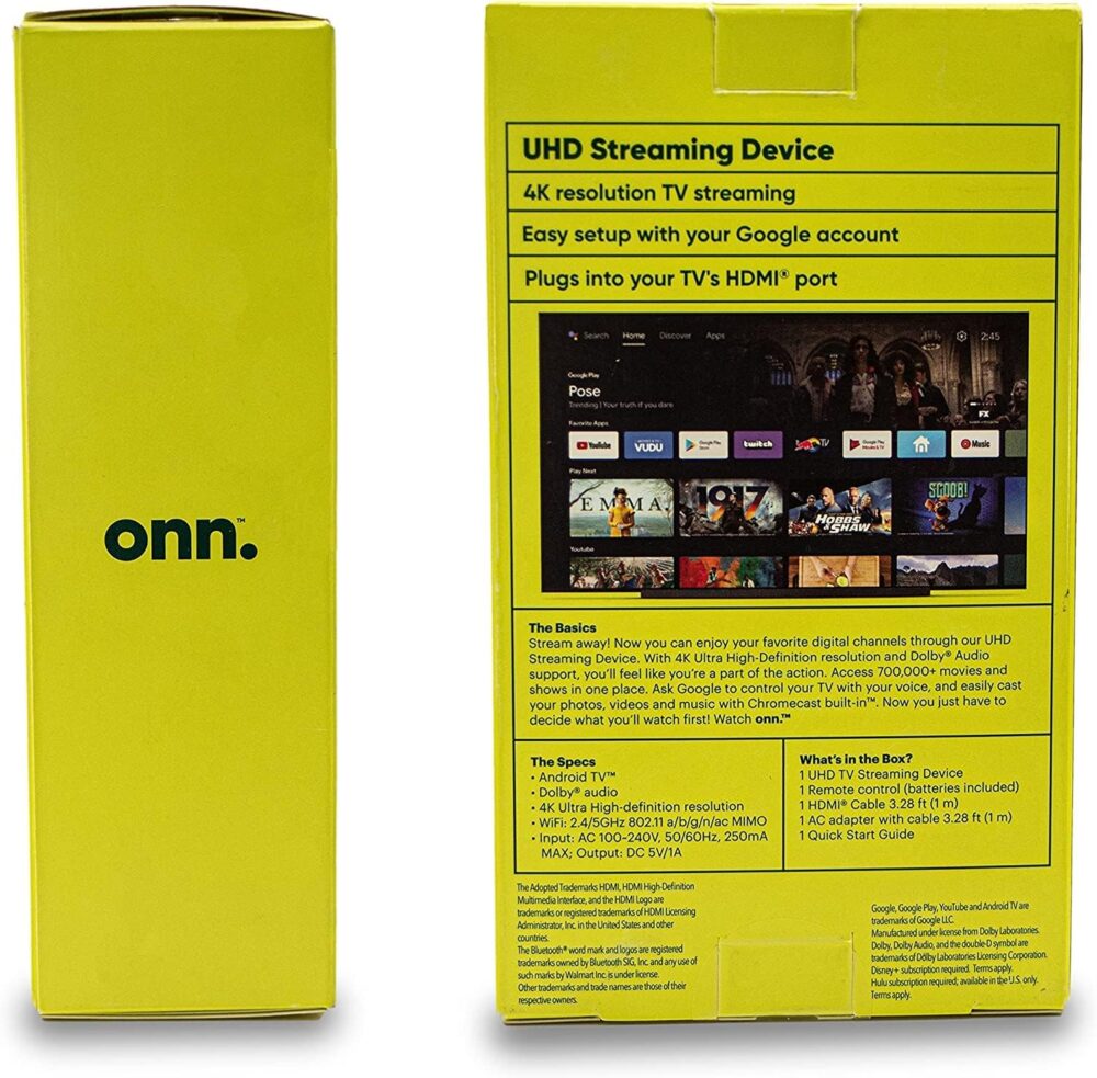 ONN Android TV 4K UHD Streaming Device with Voice Remote Control Google Assistant & High Speed HDMI Cable (100026240) Black - Image 8