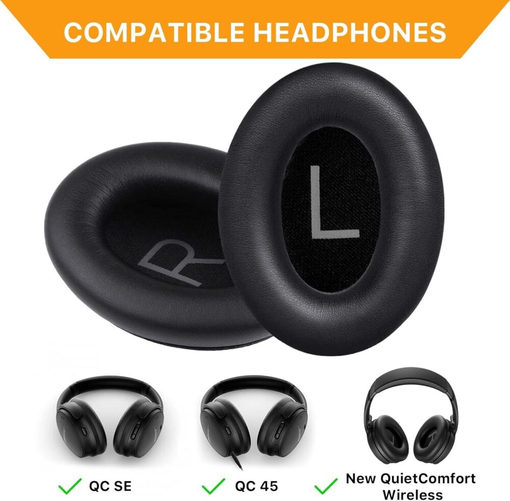 Replacement Ear Pads for Bose QuietComfort 45 (QC45)/QuietComfort SE (QC SE)/New QuietComfort Wireless Over Ear Headphones, Earpads Cushions with Softer Leather and Thicker Memory Foam - Image 5