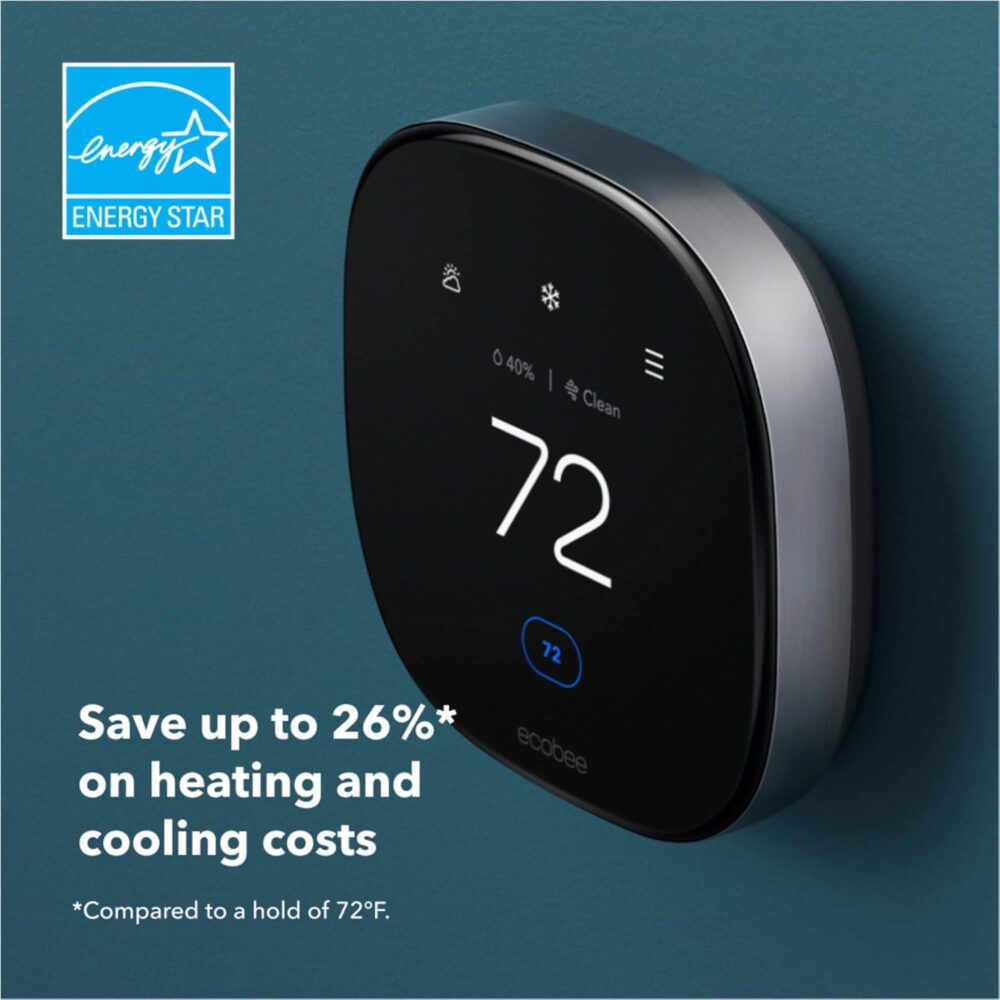 ecobee Smart Thermostat Premium with Smart Sensor and Air Quality Monitor - Programmable Wifi Thermostat - Works with Siri, Alexa, Google Assistant - Image 5
