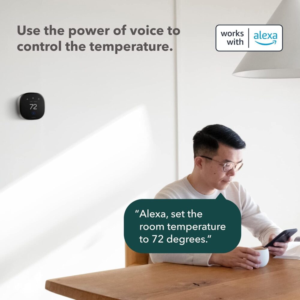ecobee Smart Thermostat Premium with Smart Sensor and Air Quality Monitor - Programmable Wifi Thermostat - Works with Siri, Alexa, Google Assistant - Image 11
