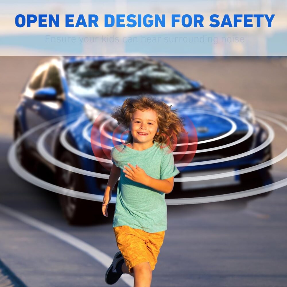 Kids Headphones, Bluetooth 5.2 Air Conduction Open Ear Headphones, 85dB Volume Limiting, Stereo Sound with Mic, IPX5 Waterproof, 20H Playtime, Perfect for School and Outdoor Activities-Blue - Image 5