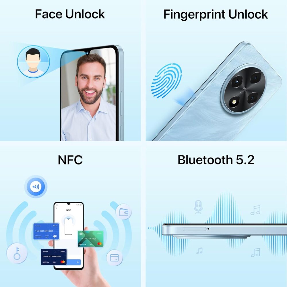 UMIDIGI G100 Unlocked Cell Phone Android 14, 6.9" HD+ 120Hz,Octa-core 12GB +128GB Expand 1TB,GPS Unlocked Smartphone,6000mAh,50MP Triple Camera,Dual 4G LTE Phone, NFC,AI Face Unlock,OTG,Blue - Image 5