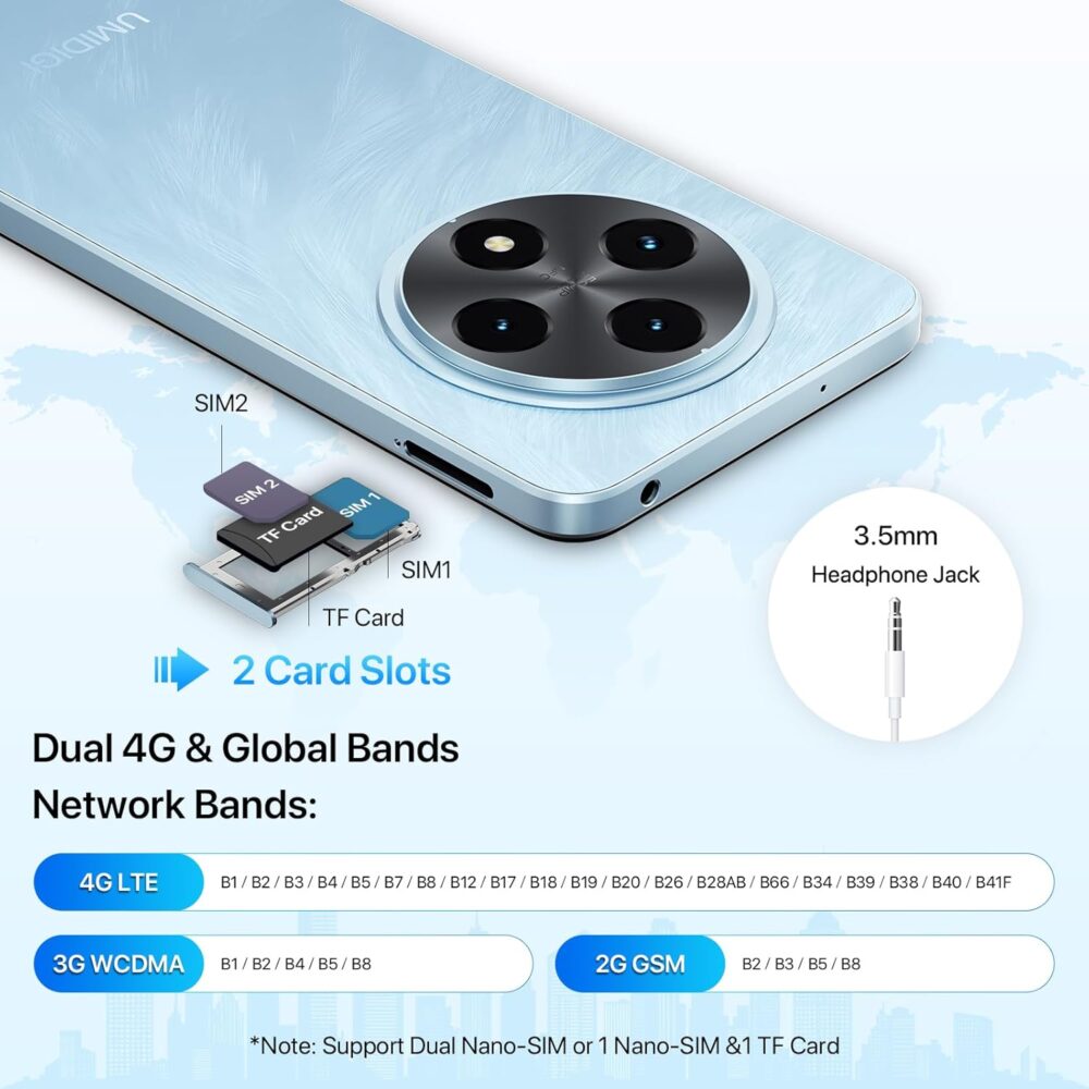 UMIDIGI G100 Unlocked Cell Phone Android 14, 6.9" HD+ 120Hz,Octa-core 12GB +128GB Expand 1TB,GPS Unlocked Smartphone,6000mAh,50MP Triple Camera,Dual 4G LTE Phone, NFC,AI Face Unlock,OTG,Blue - Image 7