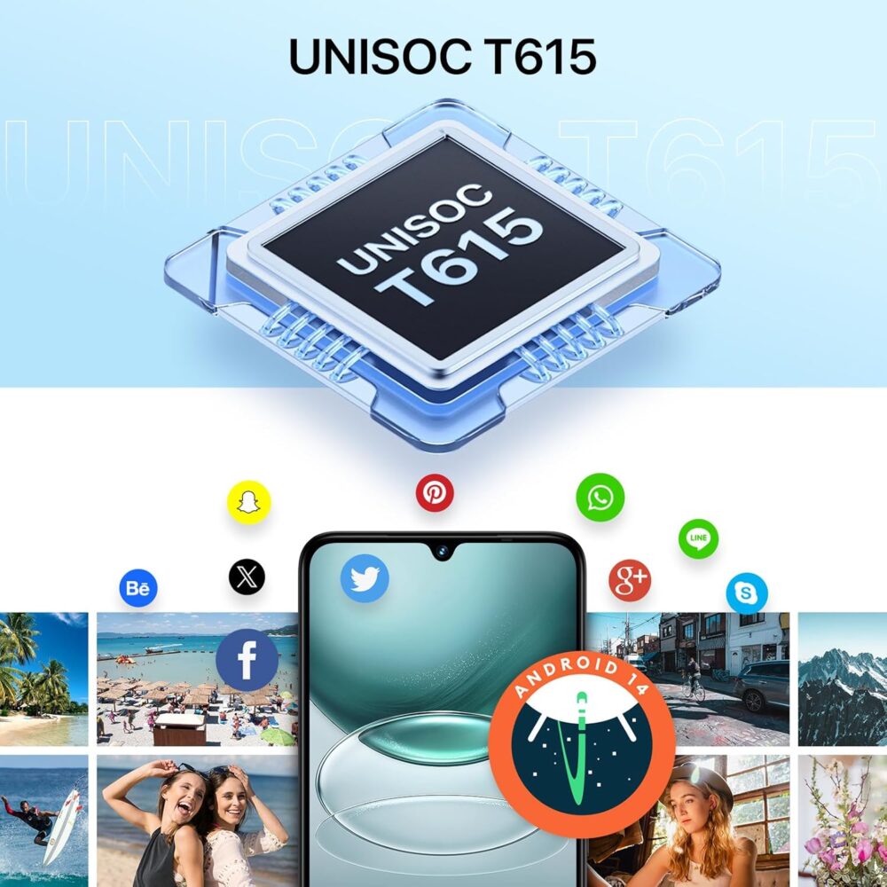 UMIDIGI G100 Unlocked Cell Phone Android 14, 6.9" HD+ 120Hz,Octa-core 12GB +128GB Expand 1TB,GPS Unlocked Smartphone,6000mAh,50MP Triple Camera,Dual 4G LTE Phone, NFC,AI Face Unlock,OTG,Blue - Image 8