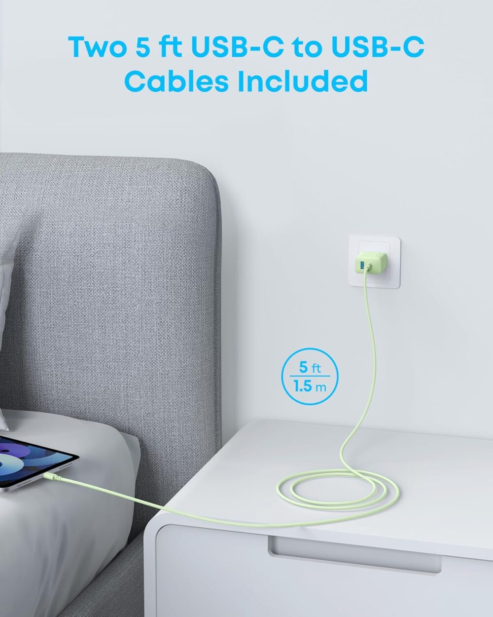 Anker iPhone 16 Charger, 2-Pack 20W Fast USB C Charger Block, for iPhone 16/16 Pro Max/15 Series/iPad Pro and More (Green, 2 Pack & 2 Cable) - Image 4